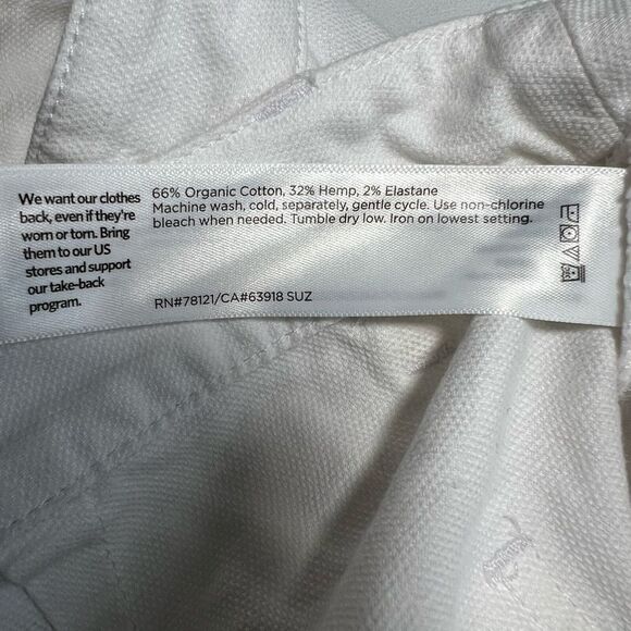 Eileen Fisher White High Rise Cropped Pants Tapered Hemp Cotton New Size 10P - Picture 9 of 14